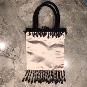 Angelica Silky Silver Beaded Evening Handbag